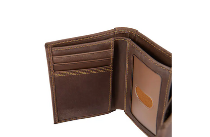 Leather Triple-Stitched Trifold Wallet