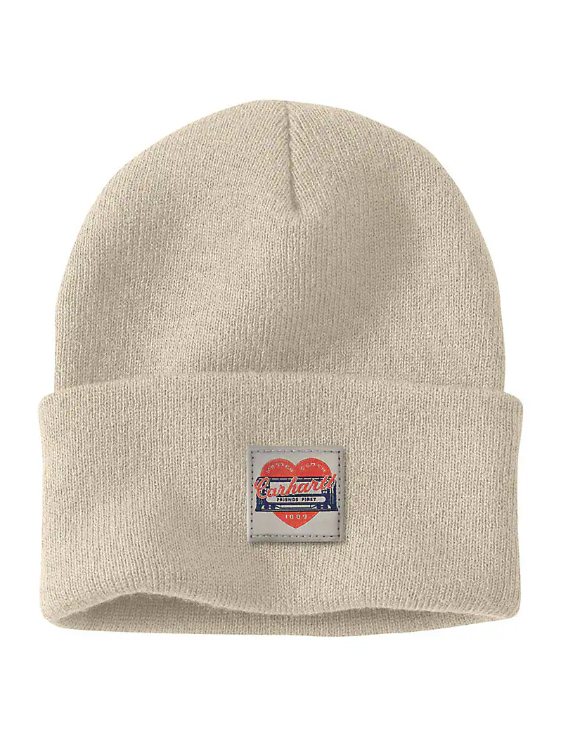 W Knit Heart Patch Beanie - 107409