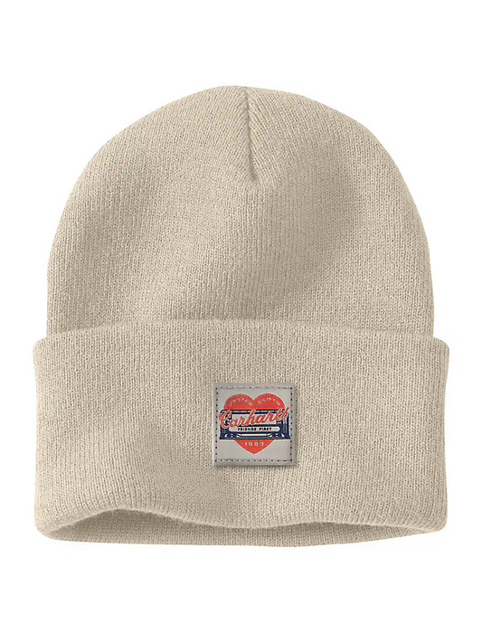 W Knit Heart Patch Beanie - 107409