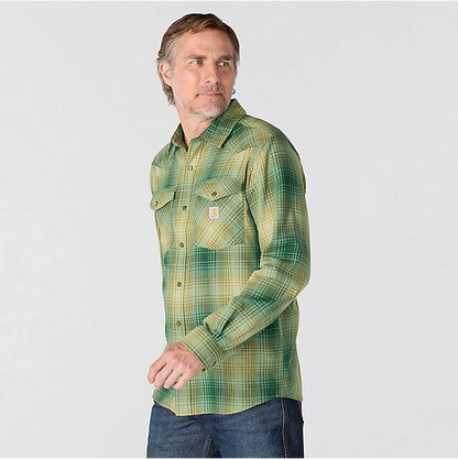 M Montana Rugged Flex Relaxed Fit Lightweight Long-Sleeve Snap-Front Plaid Shirt - 107016