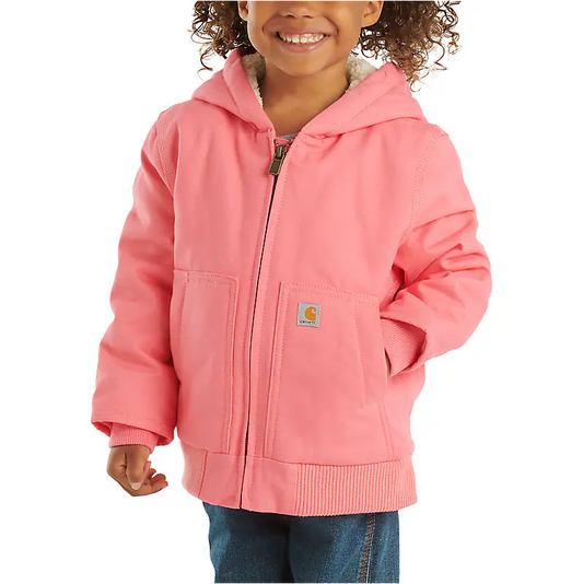 Girls Zip Front Canvas Insulated Hooded Active Jacket - Infant/Toddler