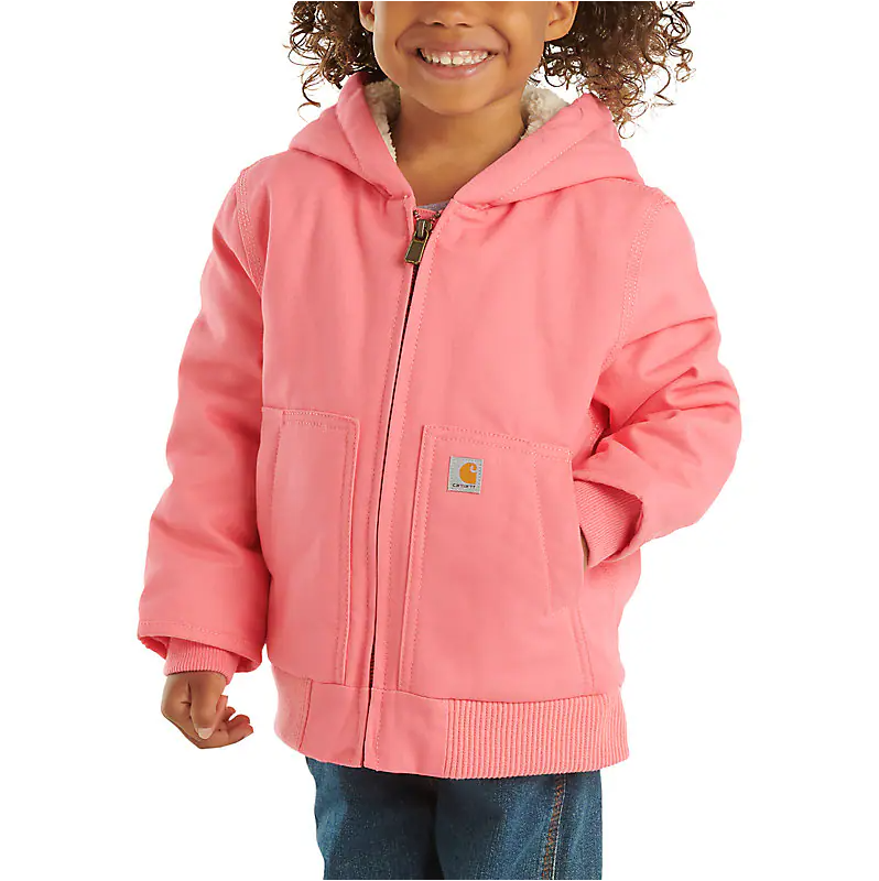 Girls Zip Front Canvas Insulated Hooded Active Jacket - Infant/Toddler