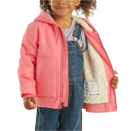 Girls Zip Front Canvas Insulated Hooded Active Jacket - Infant/Toddler