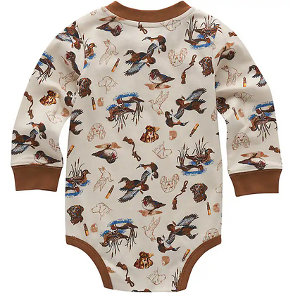 Long-Sleeve Printed Henley Bodysuit