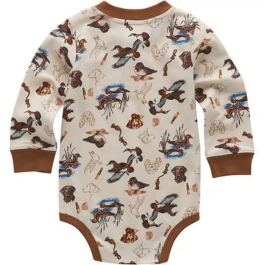 Long-Sleeve Printed Henley Bodysuit
