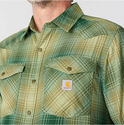 M Montana Rugged Flex Relaxed Fit Lightweight Long-Sleeve Snap-Front Plaid Shirt - 107016