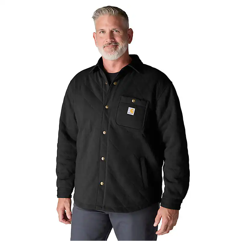 .M Rain Defender Loose Fit Heavyweight Quilted Snap Front Shirt Jacket - 107270