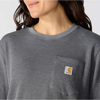 W Waffle Knit Loose LS T-Shirt - 107745