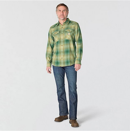 M Montana Rugged Flex Relaxed Fit Lightweight Long-Sleeve Snap-Front Plaid Shirt - 107016