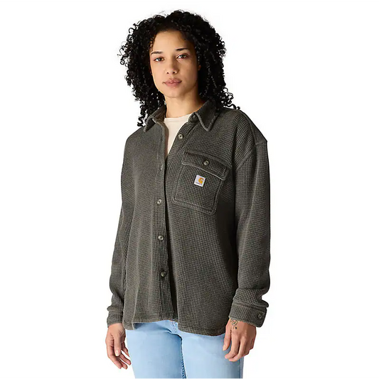 W Oversized Heavyweight Waffle Knit Shirt - 107134