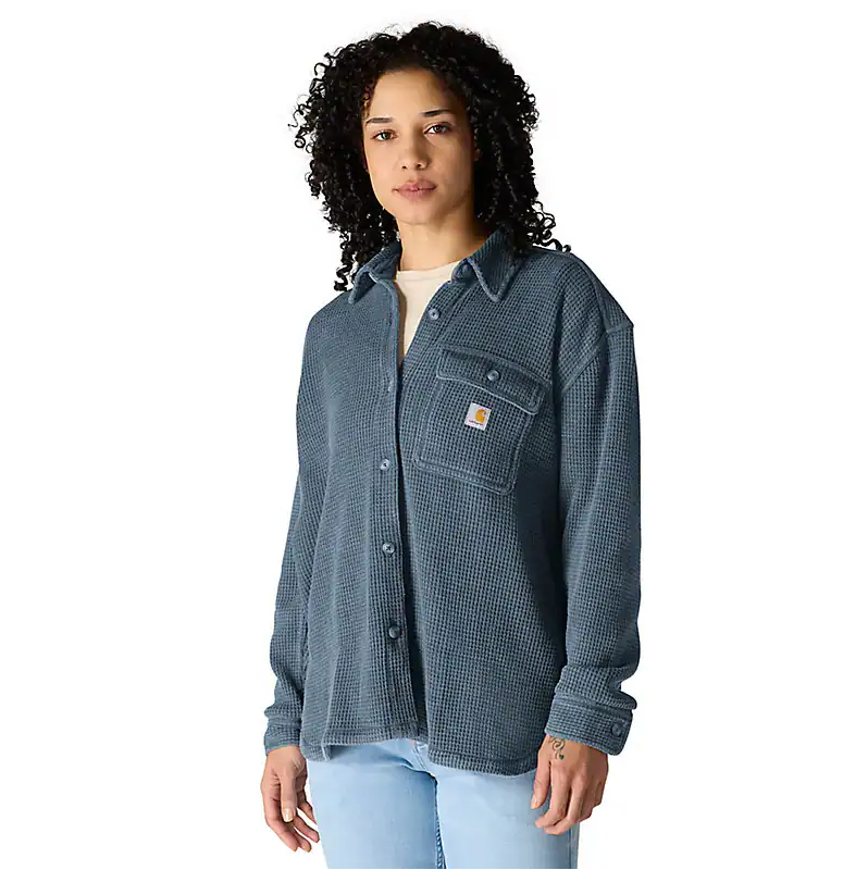 W Oversized Heavyweight Waffle Knit Shirt - 107134