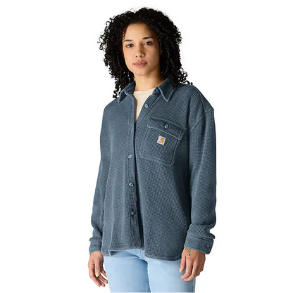 W Oversized Heavyweight Waffle Knit Shirt - 107134