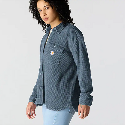 W Oversized Heavyweight Waffle Knit Shirt - 107134