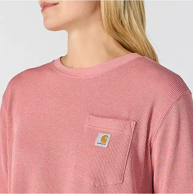 W Waffle Knit Loose LS T-Shirt - 107745