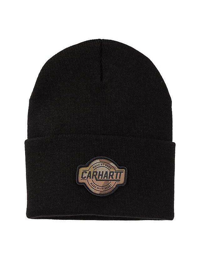 M Camo Patch Cuffed Beanie - N04 Black - 107855