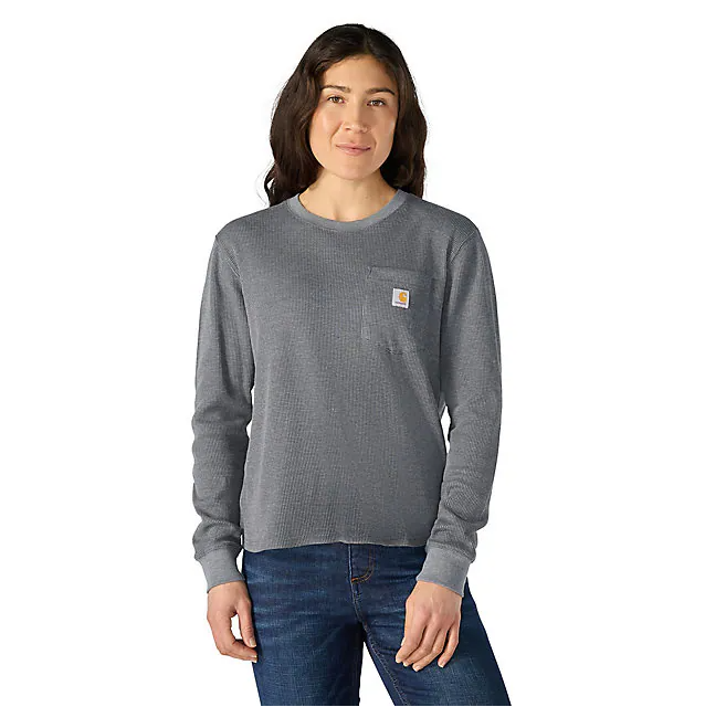 W Waffle Knit Loose LS T-Shirt - 107745