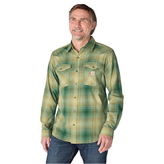 M Montana Rugged Flex Relaxed Fit Lightweight Long-Sleeve Snap-Front Plaid Shirt - 107016