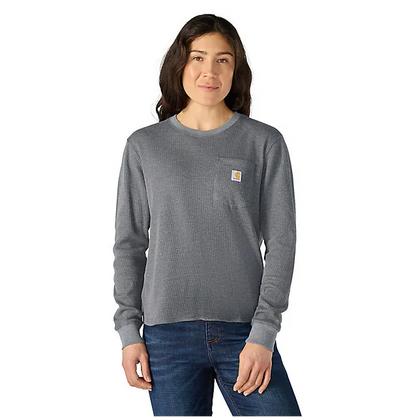 W Waffle Knit Loose LS T-Shirt - 107745