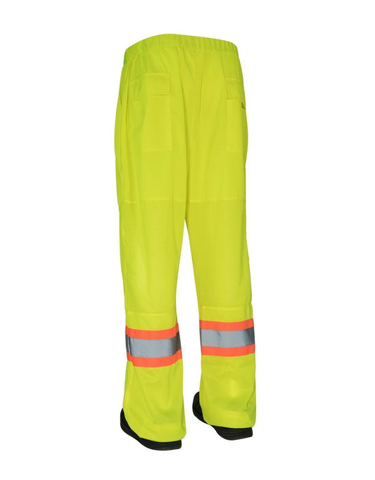 Hi Vis Safety Tricot Traffic Pants with Vented Legs and Elastic Waist