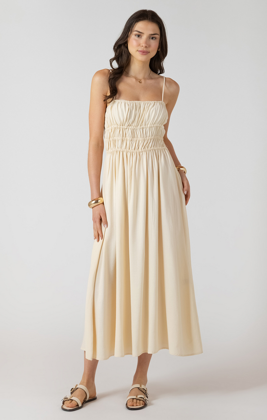 Elastic Waist Midi Dress