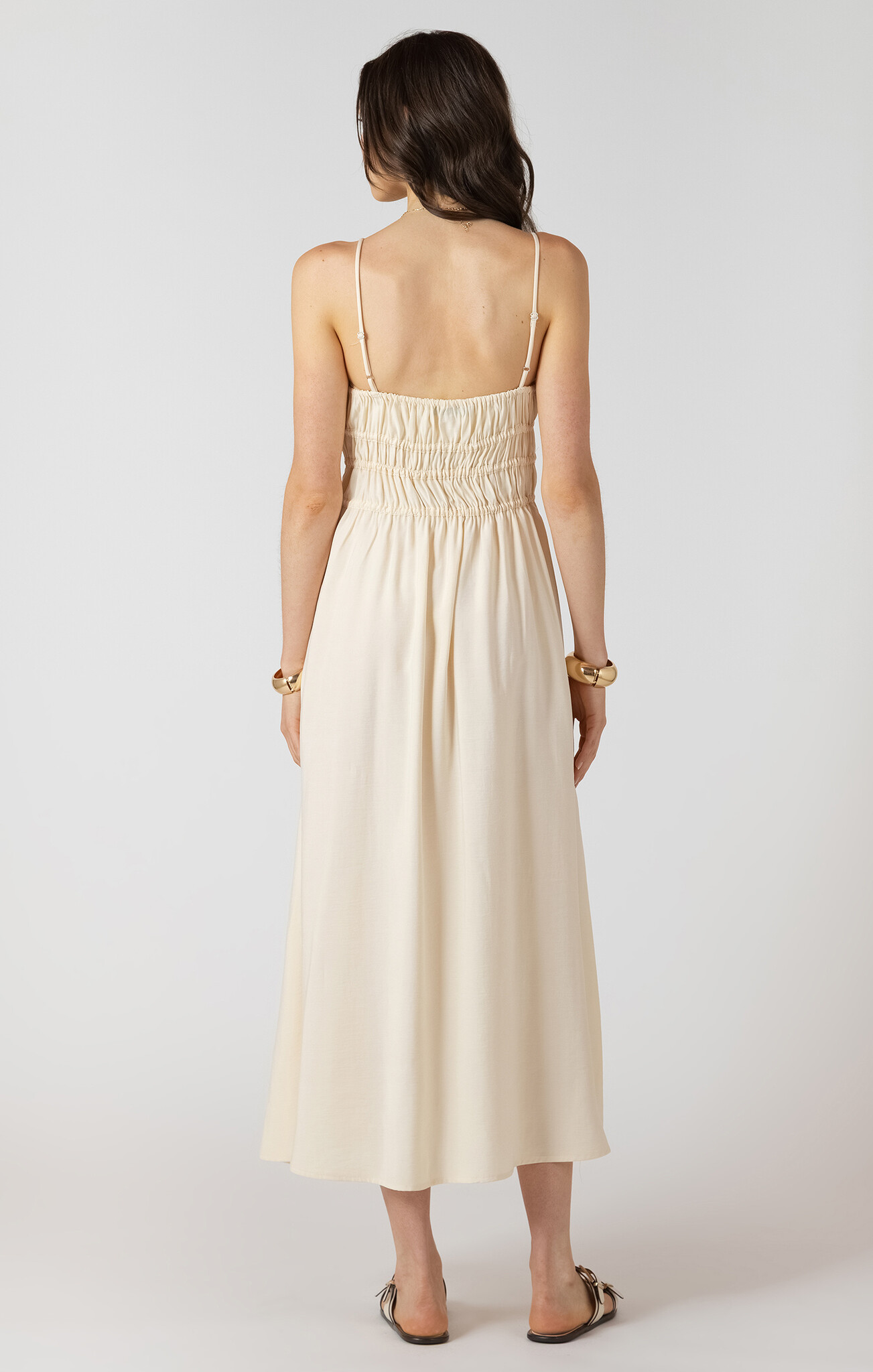 Elastic Waist Midi Dress