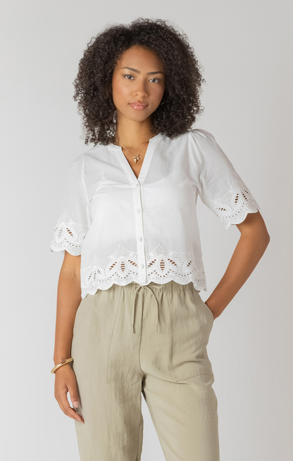 Eyelet Trim Blouse