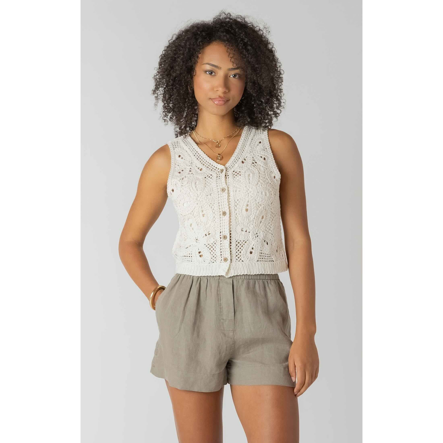 Crochet Buttoned Vest
