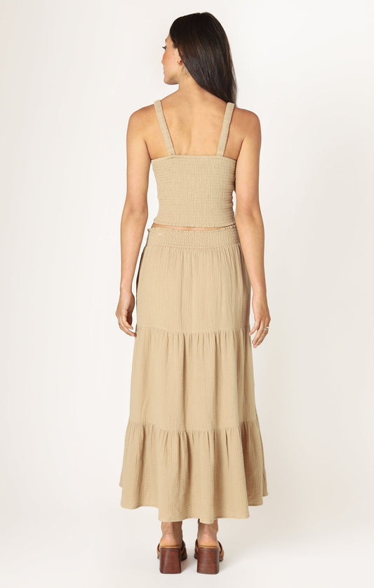 Pull On Textured Midi Skirt