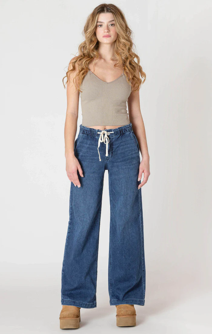 Wide Leg Knit Denimi Pant