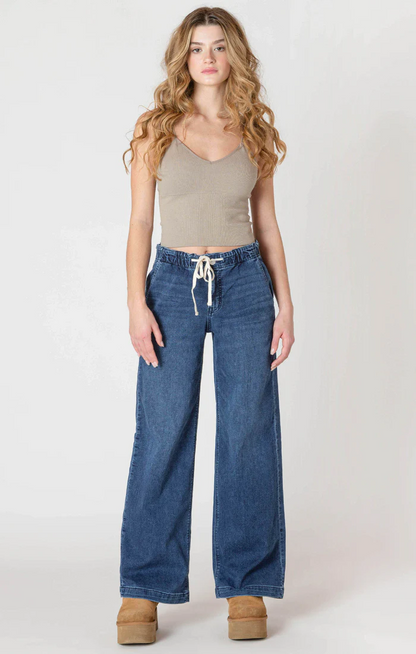Wide Leg Knit Denimi Pant