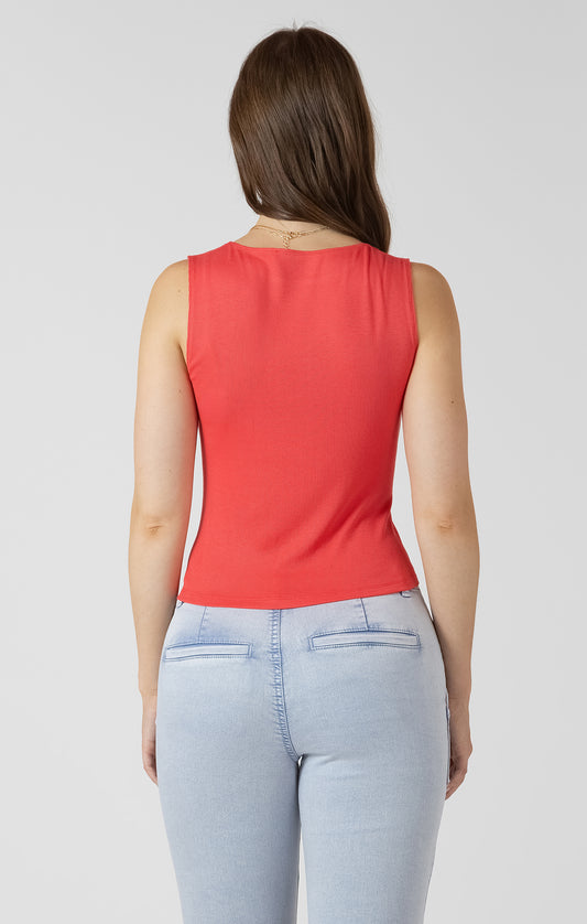 Asymmetrical Button Detail Tank