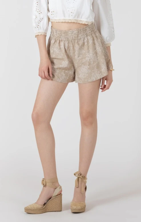 Floral Elastic Waist Short