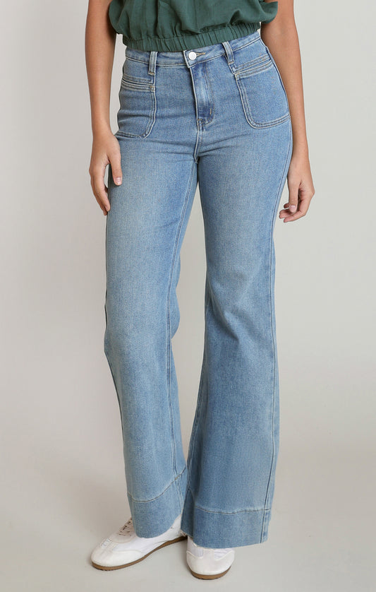 Mid-Waist Denim Pants