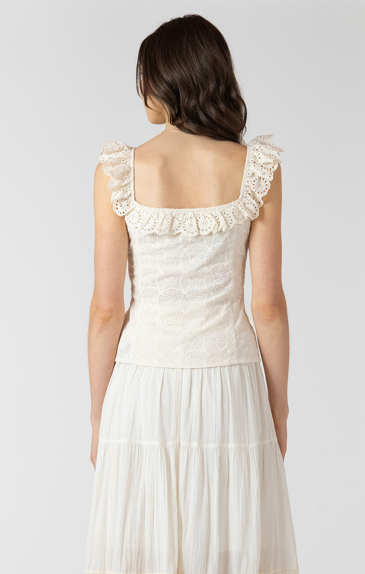 Button Front Eyelet Tank
