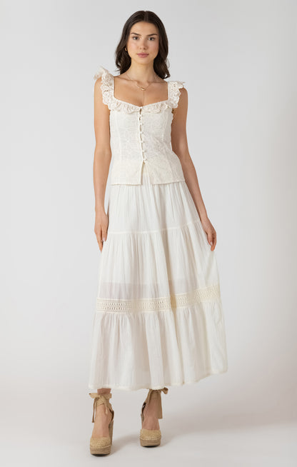 Button Front Eyelet Tank