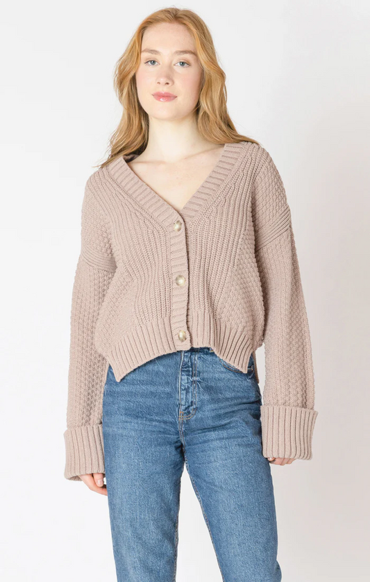 Cuffed Sleeve Textured Cardigan