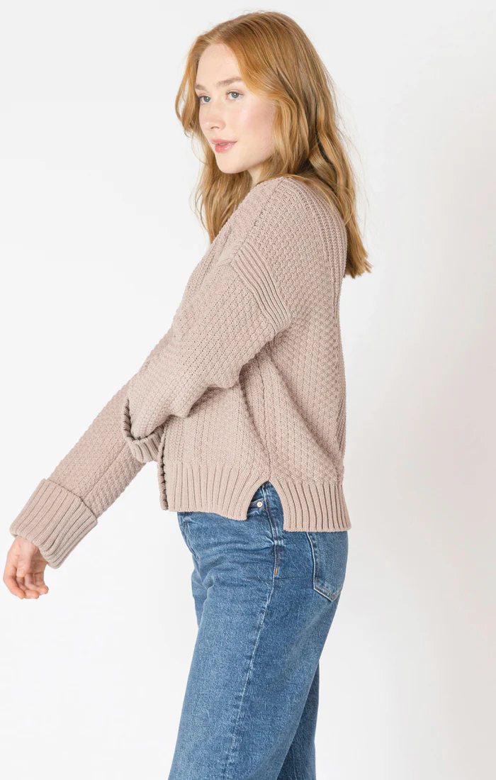 Cuffed Sleeve Textured Cardigan