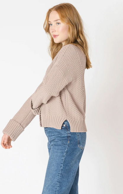 Cuffed Sleeve Textured Cardigan