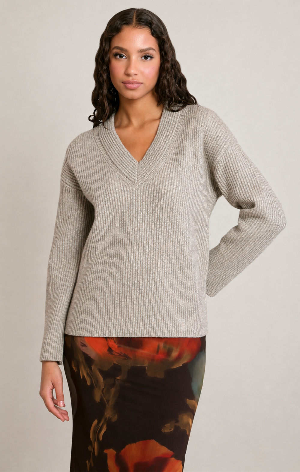 V Neck Sweater Top