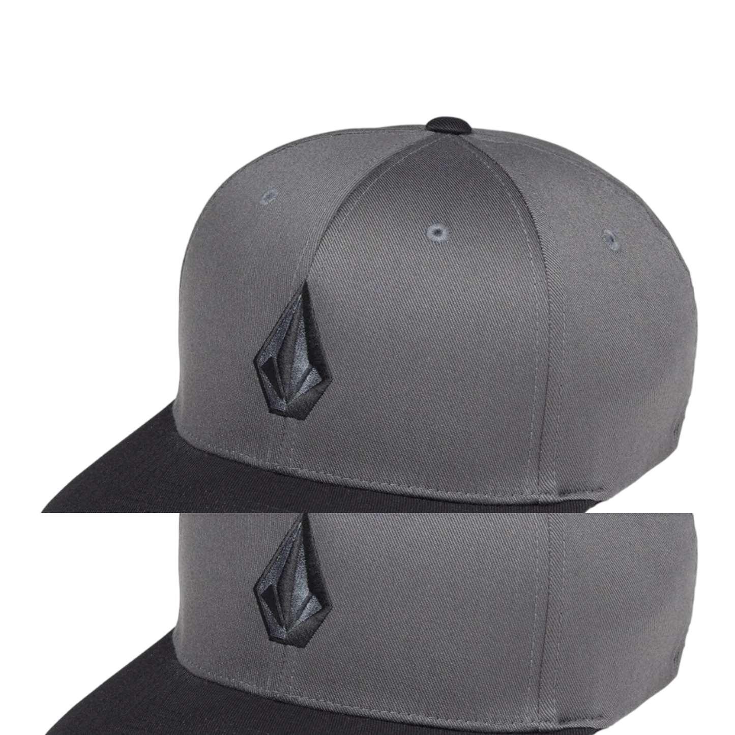 Volcom Full Stone Flexfit Hat in grey and black colorway with diamond logo