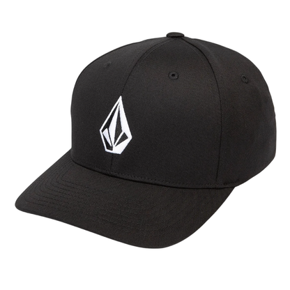 Volcom Full Stone Flexfit Hat in black with white stone logo