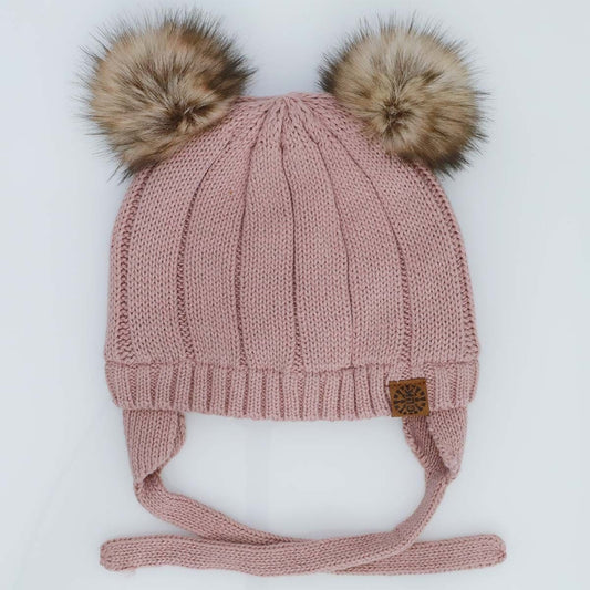 .Baby Hat with Tie & Poms